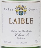 安德魯斯·萊貝爾酒莊施埃博晚收白葡萄酒(Weingut Andreas Laible Scheurebe Durbacher Plauelrain Spatlese, Baden, Germany)