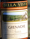 貝拉·維斯塔歌海娜甜紅葡萄酒(Bella Vista Winery Grenache, California, USA, California, US)