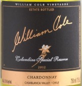 威廉姆·柯洛科倫芭茵特別珍藏霞多麗干白葡萄酒(William Cole Columbine Special Reserve Chardonnay, Casablanca Valley, Chile)