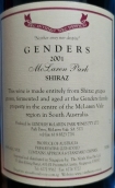 邁凱輪公園設(shè)拉子紅葡萄酒(Genders McLaren Park Shiraz, McLaren Vale, Australia)