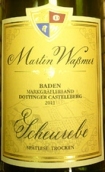 馬丁沃斯曼酒莊杜婷閣堡施埃博老藤晚收干白葡萄酒(Weingut Martin Wassmer Scheurebe Dottinger Castellberg Alte Reben Steilhang Spatlese Trocken, Baden, Germany)