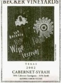 貝克珍藏赤霞珠西拉干紅葡萄酒(Becker Vineyards Reserve Cabernet Sauvignon - Syrah, Texas Hill Country, USA)