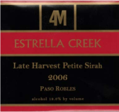 伊斯特拉溪遲摘小西拉甜紅葡萄酒(Estrella Creek Late Harvest Petite Sirah, Paso Robles, USA)