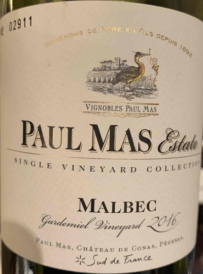 保罗玛斯酒庄单一葡萄园马尔贝克干红葡萄