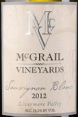 麥圭爾長相思干白葡萄酒(McGrail Sauvignon Blanc, Livermore Valley, USA)