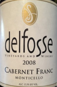 德爾夫斯品麗珠干紅葡萄酒(DelFosse Cabernet Franc, Monticello, USA)