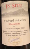 原點(diǎn)酒莊精選佳美娜紅葡萄酒(In Situ Vineyard Selection Carmenere, Aconcagua Valley, Chile)