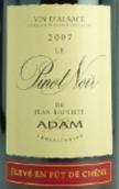 J.B.亞當黑皮諾干紅葡萄酒（橡木桶陳釀）(Jean-Baptiste Adam Eleve en Fut de Chene Le Pinot Noir, Alsace, France)