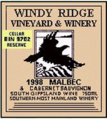 风脊窖藏Bin9702马尔贝克 - 赤霞珠混酿干红葡萄酒(Windy Ridge Winery Malbec - Cabernet Sauvignon Cellar Reserve Bin 9702, Victoria, Australia)