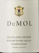 杜莫羅酒莊俄羅斯河谷霞多麗白葡萄酒(DuMOL Highland Divide Chardonnay,  Sonoma Valley, USA)