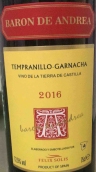 索萊斯酒莊安德烈男爵丹魄-加爾納恰紅葡萄酒(Felix Solis Baron de Andrea Tempranillo - Garnacha, Castilla La Mancha, Spain)