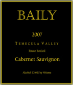 貝雷赤霞珠干紅葡萄酒(Baily Vineyard & Winery Cabernet Sauvignon, Temecula Valley, USA)