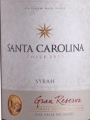 圣卡羅特級珍藏西拉干紅葡萄酒(Santa Carolina Gran Reserva Syrah, Maipo Valley, Chile)