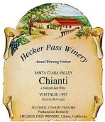 赫克帕斯基安蒂紅葡萄酒(Hecker Pass Chianti, Santa Clara Valley, USA)