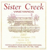 姐妹溪赤霞珠梅洛桑嬌維薩干紅葡萄酒(Sister Creek Vineyards Cabernet Sauvignon - Merlot - Sangiovese, Texas Hill Country, USA)