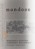 曼顿研究园珍藏赤霞珠干红葡萄酒(Mandoon Estate Reserve Research Station Cabernet Sauvignon, Margaret River, Australia)