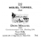 智利桃樂絲唐米格爾瓊瑤漿-雷司令白葡萄酒(Miguel Torres Don Miguel Gewurztraminer - Riesling, Curico Valley, Chile)