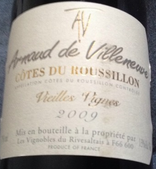 阿尔诺维伦纽夫酒庄红葡萄酒(Arnaud de Villeneuve Cotes du Roussillon Villages Vignes, Languedoc-Roussillon, France)