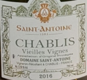 圣安托尼酒莊夏布利老藤干白葡萄酒(Saint-Antoine Chablis Vieilles Vignes, Chablis, France)