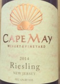 五月角雷司令半干白葡萄酒(Cape May Riesling, New Jersey, USA)