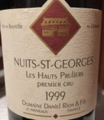 丹尼尔·瑞阳父子上普露利干红葡萄酒(Daniel Rion & Fils Les Hauts Pruliers, Nuits-Saint-Georges, France)