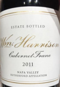 威廉哈里森瓶裝品麗珠紅葡萄酒(William Harrison Estate Bottled Cabernet Franc, Napa Valley, USA)