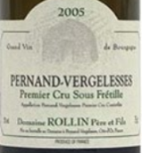 羅林父子酒莊飛笛（佩爾南-韋熱萊斯一級(jí)園）白葡萄酒(Domaine Rollin Pere et Fils Sous Fretille, Pernand-Vergelesses Premier Cru, France)