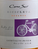 柯諾蘇酒莊自行車珍藏瓊瑤漿白葡萄酒(Cono Sur Bicicleta Reserva Gewurztraminer, Bio Bio Valley, Chile)