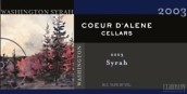 爱琳酒庄西拉红葡萄酒(Coeur D'Alene Cellars Syrah, Washington, Usa)