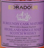 埃德拉多爾勃艮第桶陳蘇格蘭單一麥芽威士忌(Edradour Burgundy Cask Matured Highland Single Malt Scotch Whisky, Highlands, UK)