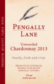 潘嘉立酒庄霞多丽干白葡萄酒（未经橡木桶）(Pengally Lane Unwooded Chardonnay, Bendigo, Australia)