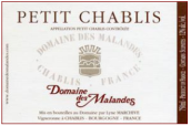 瑪蘭德小夏布利園霞多麗干白葡萄酒(Domaine des Malandes Petit Chablis Chardonnay, Burgundy, France)