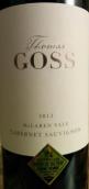 托馬斯高斯酒莊赤霞珠紅葡萄酒(Thomas Goss Cabernet Sauvignon, McLaren Vale, Australia)