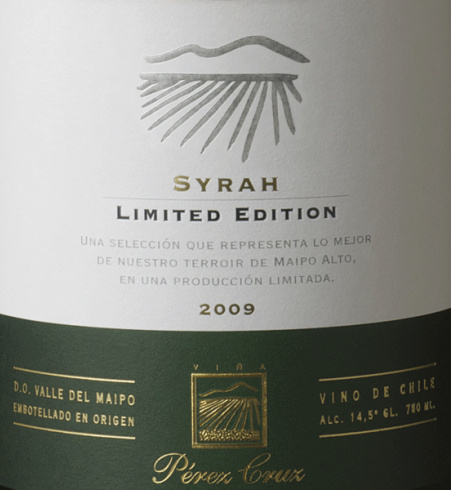 perez cruz limited edition syrah, maipo valley, chile红酒评分