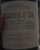 拉波波特酒莊克萊米品麗珠紅葡萄酒(De Wet & Rapoport Claime d'Or Cabernet Franc, Robertson, South Africa)