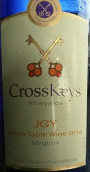 交叉鑰匙喬伊干白葡萄酒(CrossKeys Vineyards Joy White, Virginia, USA)