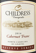 柴德里斯酒莊珍藏品麗珠干紅葡萄酒(Childress Reserve Cabernet Franc, North Carolina, USA)