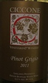 西科尼灰皮諾干白葡萄酒(Ciccone Vineyard and Winery Pinot Grigio, Leelanau Peninsula, USA)