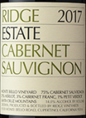 山脊酒莊赤霞珠紅葡萄酒(Ridge Estate Cabernet Sauvignon, Santa Cruz Mountains, USA)