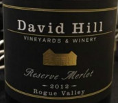 戴維山珍藏梅洛干紅葡萄酒(David Hill Winery Reserve Merlot, Rogue Valley, USA)