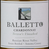 巴樂圖酒莊特蕾莎霞多麗干白葡萄酒（未經橡木桶）(Balletto Vineyards Teresa's Unoaked Chardonnay, Russian River Valley, USA)