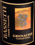 巴賽迪家族酒莊歌海娜干紅葡萄酒(Bassetti Family Vineyards Grenache, Central Coast, USA)