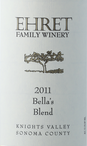 厄萊家族酒莊貝拉混釀干紅葡萄酒(Ehret Family Winery Bella's Blend, Knights Valley, USA)