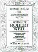 罗伯特威尔塔山园雷司令迟摘白葡萄酒 (Weingut Robert Weil Kiedrich Turmberg Riesling Spatlese, Rheingau, Germany)