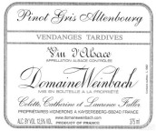 溫巴赫奧登堡灰皮諾遲摘甜白葡萄酒(Domaine Weinbach Altenbourg Pinot Gris Vendanges Tardives, Alsace, France)