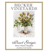 貝克彼得斯草原園灰皮諾白葡萄酒(Becker Vineyards Peters’ Prairie Vineyard Pinot Grigio, Texas Hill Country, USA)