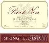 斯普林菲爾德黑皮諾干紅葡萄酒(Springfield Estate Pinot Noir, Robertson, South Africa)