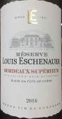 路易斯·艾绍尔酒庄珍藏红葡萄酒(Louis Eschenauer Reserve, Bordeaux Superieur, France)