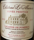 勒芒瓦酒莊傳統(tǒng)特釀干紅葡萄酒(Chateau le Manoir Cuvee Prestige, Pomerol, France)