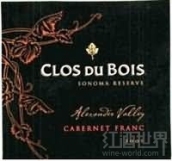 寶林酒堡索諾瑪珍藏品麗珠干紅葡萄酒(Clos du Bois Sonoma Reserve Cabernet Franc, Alexander Valley, USA)